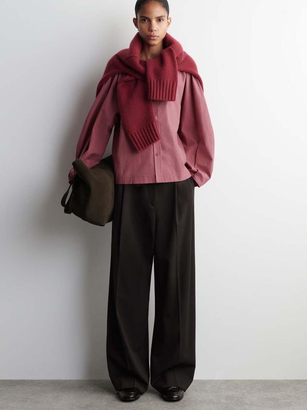NWT (size 4) COS GATHERED PIMA COTTON BLOUSE